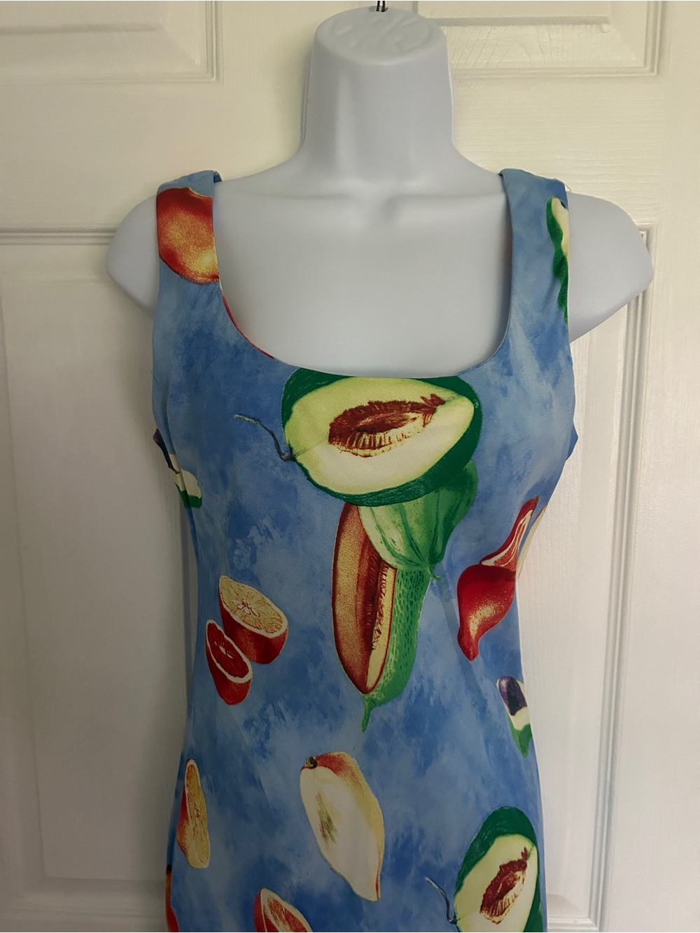 Jessica Howard Sky-Blue Fruit Print Sleeveless Maxi Dress - Picture 2 of 4
